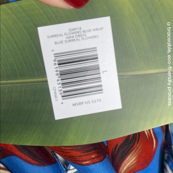 Farm Rio Surreal Flowers Wrap Mini Dress Floral Boho NWT Sz L - Picture 13 of 16